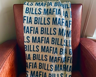 Bills Mafia Cotton Woven Blanket Gift for Him Bills Mafia Throw Football Stadium Blanket All Natural Woven Blanket for Buffalo Football Fans