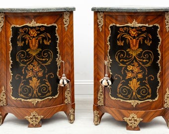 Vintage Louis XVI Style Corner Cabinets Triangle Cabinets French Side Tables