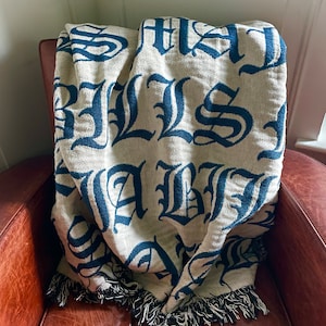 Buffalo Football Bills Mafia 100% Cotton Woven Blanket for Bills Fan Bills Mafia Font for Football Fan Throw Blanket Gift for Josh Allen Fan