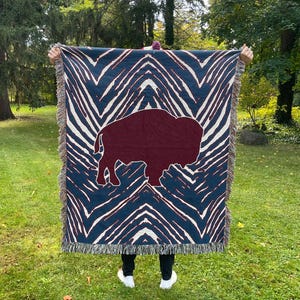 Bills Mafia Buffalo Blanket All Natural Cotton Blanket Made in USA Heirloom Quality Loom Woven Buffalo Football Throw Blanket Bills Mafia