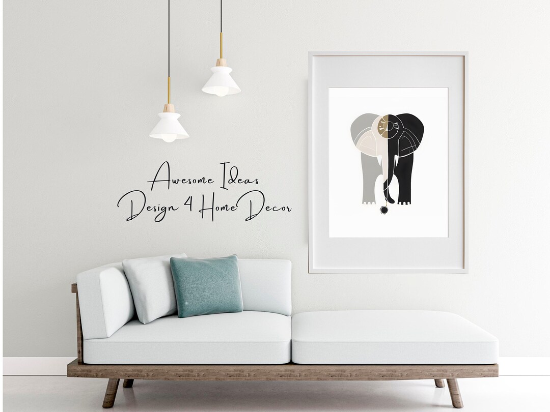 Boho Elephant Wall Art Set Ai Art Black and White Printable Etsy