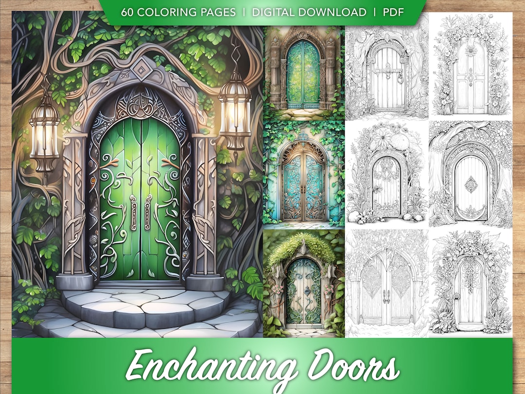 60 Enchanting Doors Coloring Book Collection Fantasy Magical Doorway
