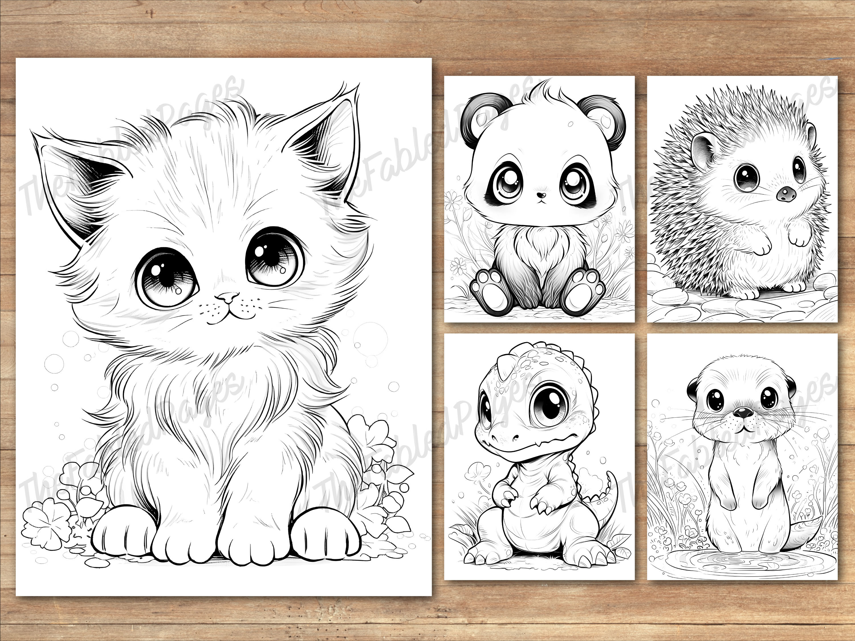 60 Kawaii Animals Coloring Book Collection Cute Adorable Chibi Animals