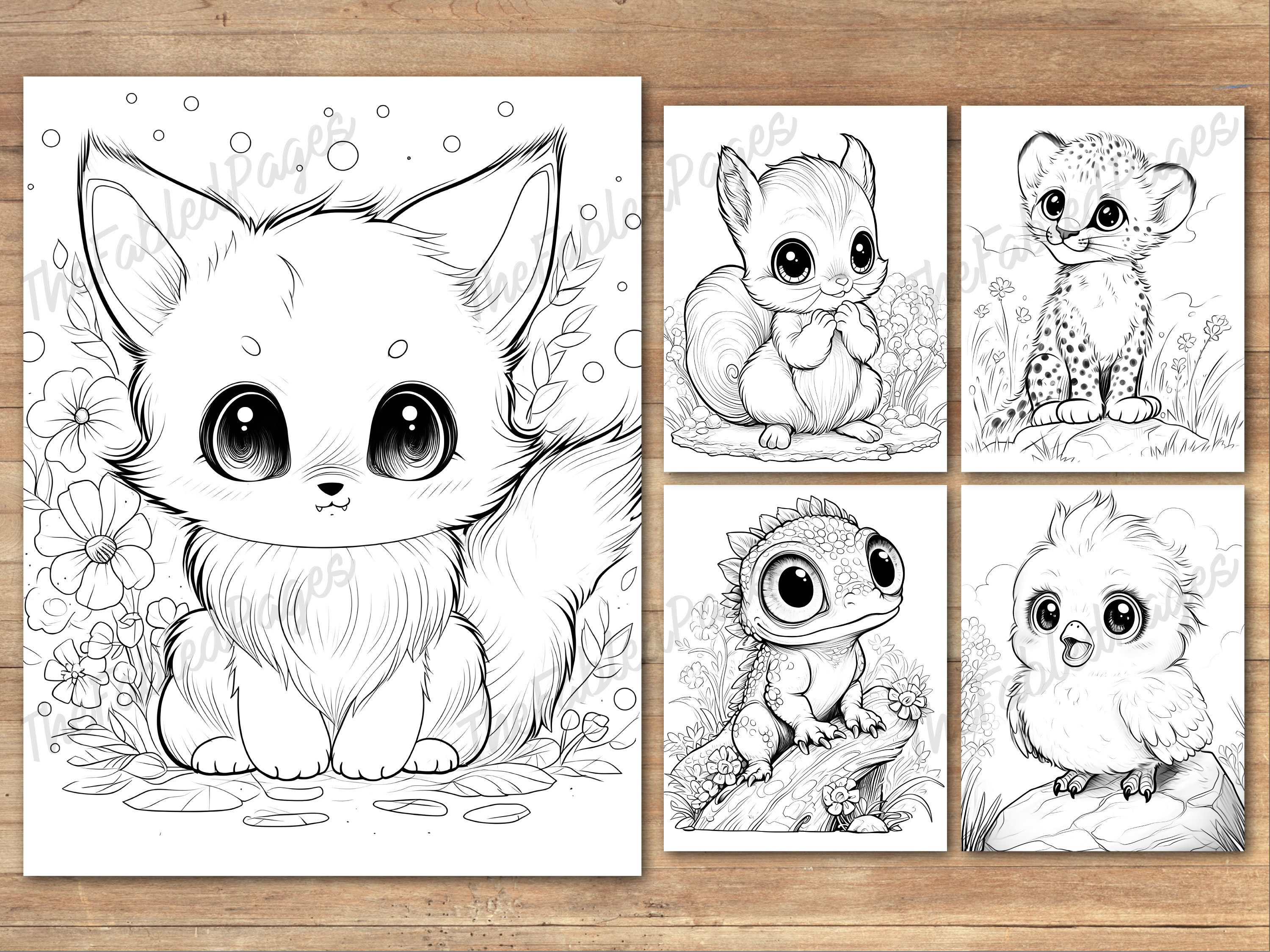 60 Kawaii Animals Coloring Book Collection Cute Adorable Chibi Animals
