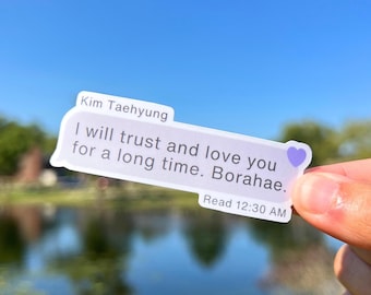 Adesivo com mensagem de texto com citação do Taehyungie | Adesivo à prova d'água do Taehyungie | Adesivo do Bangtan