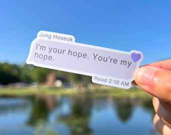 Adesivo com mensagem de texto com citação do Hobi | Adesivo à prova d'água "Hope" | Adesivo Kpop