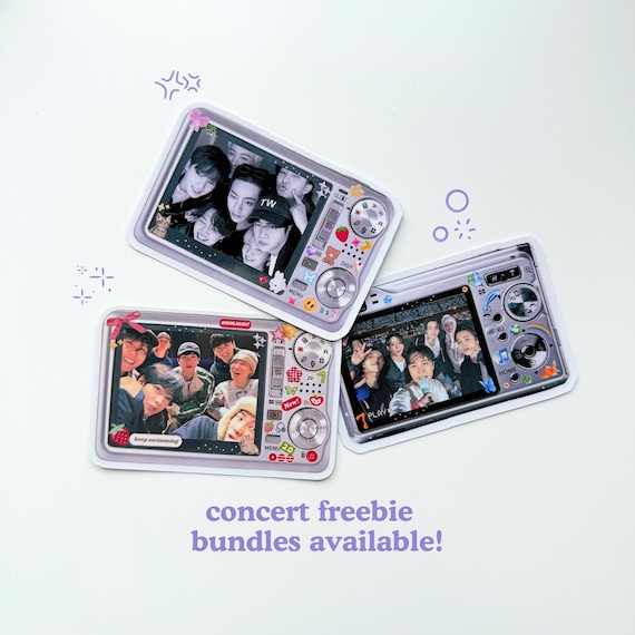 Y2K Deco Camera Stickers | OT7 Core Waterproof Sticker | Kpop Freebie Bundles