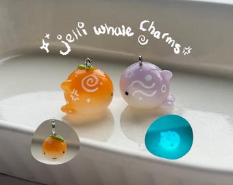 Jelli Whale Clay Charms | Glow in the Dark Phone Charm | Polymer Clay Keychain