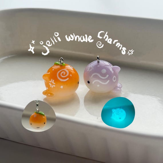 Jelli Whale Clay Charms | Glow in the Dark Phone Charm | Polymer Clay Keychain