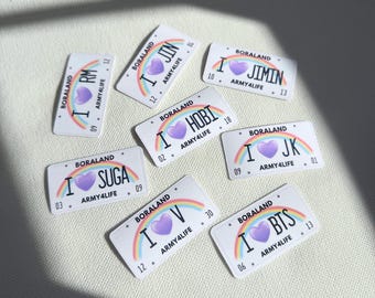 OT7 License Plate Sticker | Purple Tannies Waterproof Sticker | Kpop Group Sticker