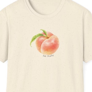 Peachy Vibes Unisex Softstyle T-Shirt, süßes Frucht-T-Shirt, Geschenk für Fruchtliebhaber, Freizeitkleidung, Pfirsichliebhaber-Shirt, Just Peachy Tee