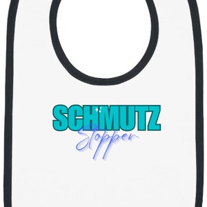 Cute Baby Bib, SCHMUTZ (Yiddish for Dirt, Mess) Stopper Jersey Bib, Funny Feeding Bib for Infants, Baby Shower Gift, Toddler Bib