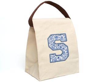 Bolsa de almuerzo de lona personalizada con correa: Lonchera ecológica con monograma