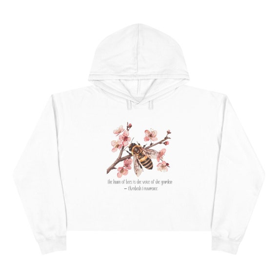 Bee Inspired Crop Hoodie, Floral Crop Top, Spring Style Hoodie