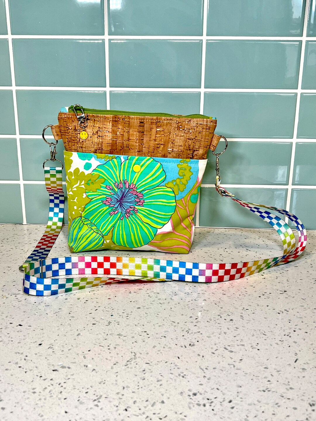 Handmade Upcycled Vintage Fabric Cork Crossbody Bag EXTRA Long Strap Etsy