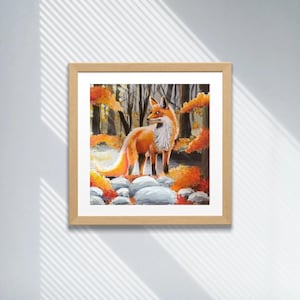 Red Fox Forest Art Print - Nature Painting - fantasy decor - Home Wall Art - Vibrant Print - Dark Academia