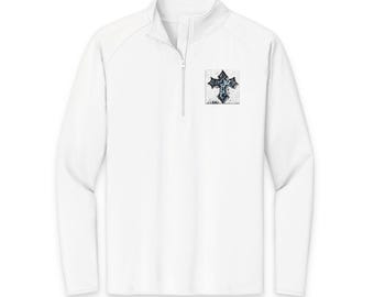 Sudadera Sport-Wick® elástica con cremallera de un cuarto para hombre (bordada)