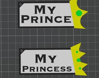 Prince/Princess Keychain, 3D printed Prince/Princess Keychain, Spanish or English Keychain