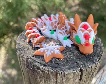 Baby Gingerbread Dragon, Articulated Baby Gingerbread Dragon, 3D printed Baby Gingerbread Dragon