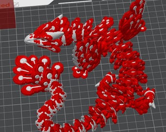 Winged Peacock Dragon, Articulated Winged Peacock Dragon, 3D Printed winged peacock dragon