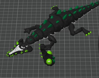 Krokodil van TwistyPrints, gelede krokodil, 3D-geprinte krokodil