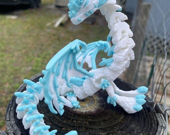 Ice Dragon, Articulated Ice Dragon, 3D printed Ice Dragon