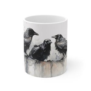 Crow Mug, Crows, Gifts for him, Birds, Crow coffee Mug