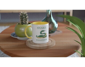 Snake Whisperer Mug, Cute Snake Coffee Cup, Gifts for Snake Mom Dad, Green Garden Snake, Snake Lover Gifts, Snake Enthusiast, Snake Charmer