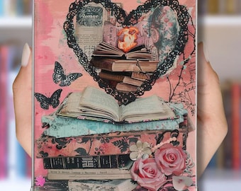 Encarte Kindle imprimível para capa transparente | Encarte Kindle vintage rosa grunge para impressão | Kindle Paperwhite | Kindle Basic | Download digital