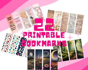 22 Printable Bookmark Bundle,  Vintage Bookmarks, Bookmark Quotes, Fantasy Reader Bookmarks, Romantasy Bookmark Set Png PDF Download
