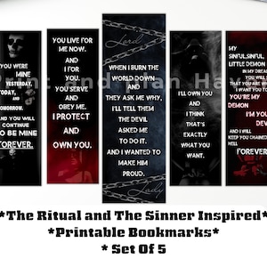 Lords Series Inspired, The Ritual, The Sinner, Printable Bookmarks, Quotes Dark Romance Booktok Books - Bookish Gifts