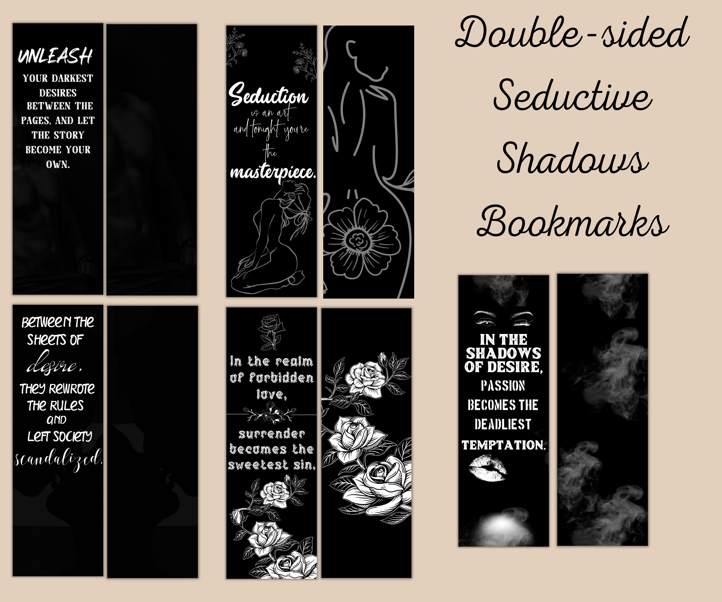 10 Printable Dark Romance Bookmarks Doublesided Bookmarks Etsy