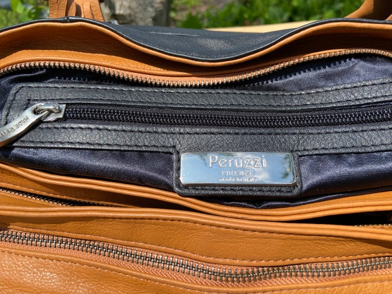 【極美品】Italian Emboss Leather Bag 定価71500円 Peruzzi/firenze Genuine Black and Tan Leather Handbag - Etsy