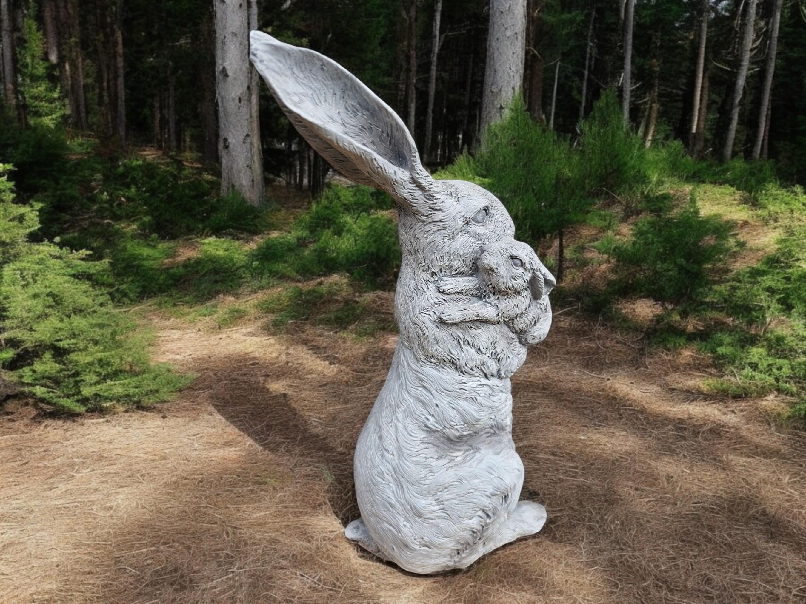 Bunny Rabbit Momma and Baby Polyresin Hand Painted Poly Resin Garden ...