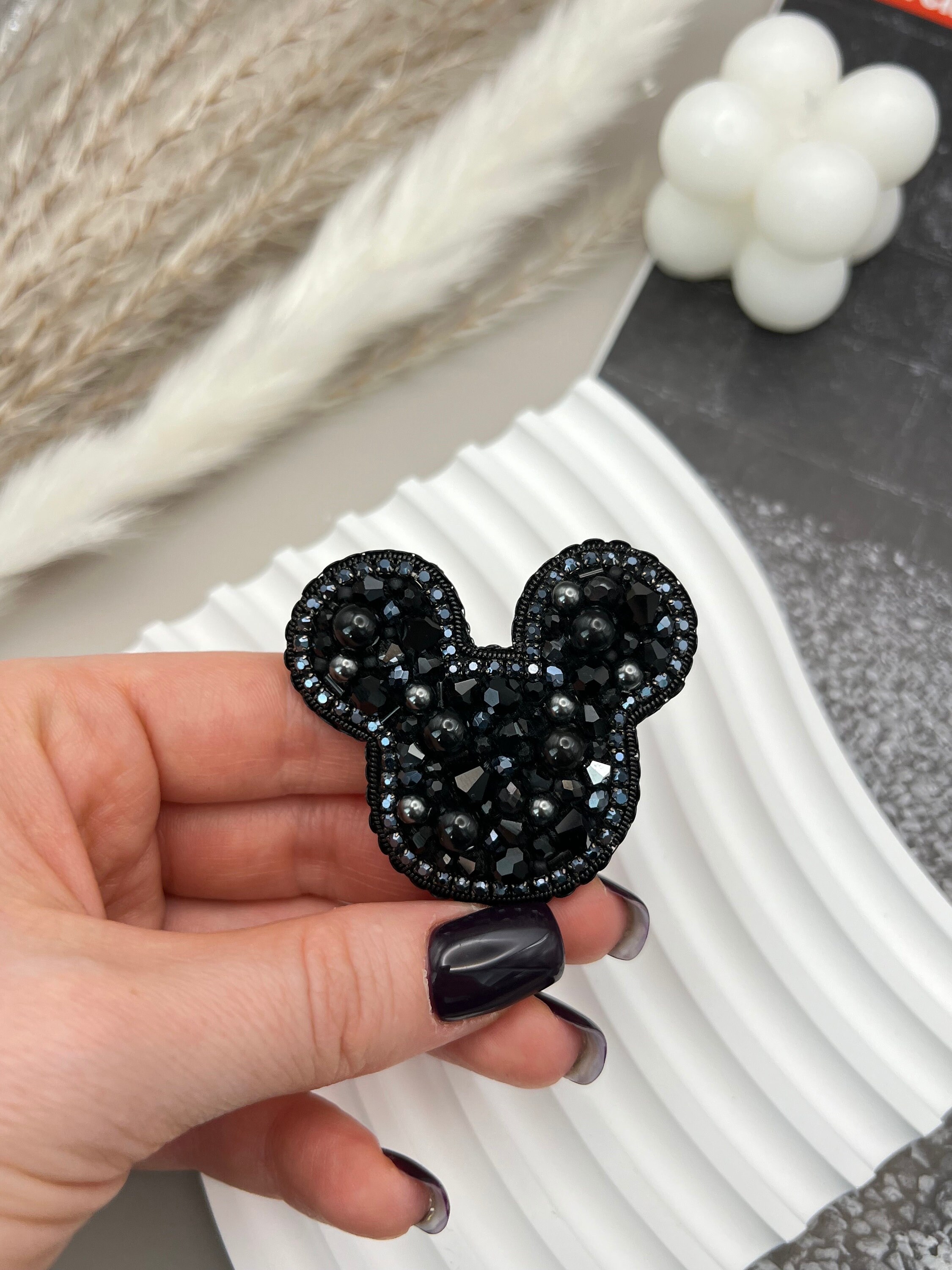 Beaded Mickey Mouse, Mickey Beaded Brooch, Mickey Mouse Pin 