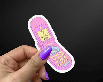 Suicide Prevention #988 Retro Cell Phone Sticker | Mental Health Sticker | Healing Sticker | Holographic Sticker