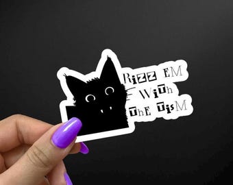 Rizz &#39;em with the &#39;tism Cat Sticker - Neurodivergent Mental Health Sticker