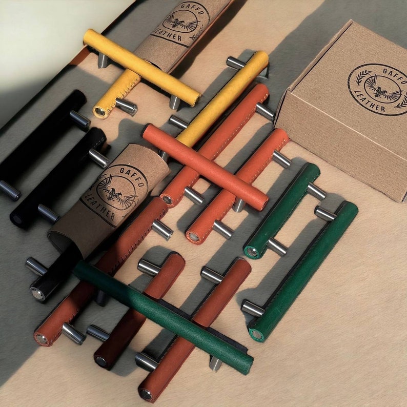 Leather Pulls Minimalist Leather Handles Leather Etsy