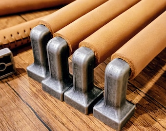 Handles Hand-Stitched Crazy Horse Leather Drawer Pulls: Antique Brass Hardware