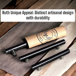 Poignées de tiroir minimalistes en cuir italien noir : Quincaillerie pour armoires de cuisine