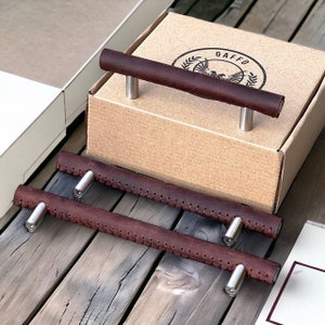 Hand-Stitched Leather Drawer Pulls, Leather Door Handles, Cabinet Pulls, Drawer Handles, Stylish Home Decor