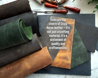 Crazy Horse Italiaans leer, leren vellen voor leerbewerking, zwarte leren vellen voor knutselen, geschikt voor tassen, portemonnees en schoenen