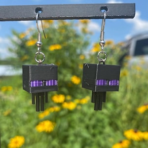 3D Printed Minecraft Enderman Earrings | Gamer Jewelry | Pixel Art Earrings | Gift for Minecraft Fans