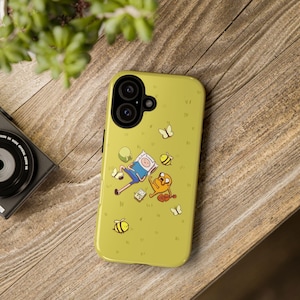 Funda para teléfono de Hora de Aventuras, Finn y Jake, amarilla, resistente, diseño de dibujos animados, regalo geek, accesorios divertidos, diseño único