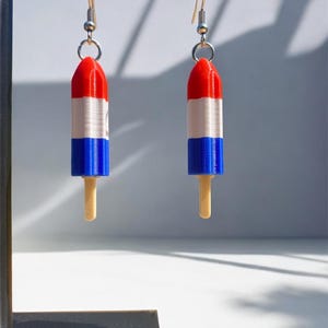 3D Printed Bomb Pop Earrings: Patriotic USA Jewelry