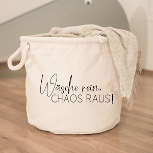 Aufbewahrungskorb "Wäsche rein, Chaos raus", Wäschekorb, Kinderzimmer, Weihnachten, Kindergeburtstag, Geschenk, Treppenkorb, Ordnung