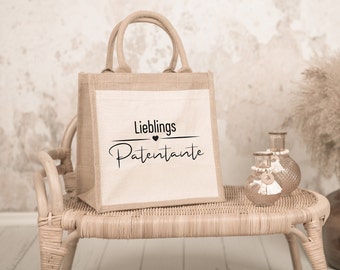 Shopper I Tasche I Lieblingspatentante I Tragetasche I Jutetasche I Einkaufstasche I Geschenk, Geburtstag, Tante, Patentante