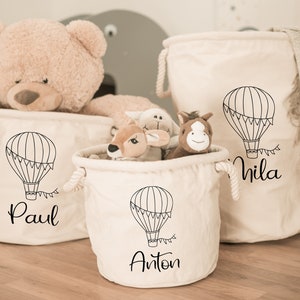 Personalisierter Aufbewahrungskorb mit Heißluftballon für Spielsachen, Wäschekorb, Kinderzimmer, Weihnachten, Kindergeburtstag, Geschenk