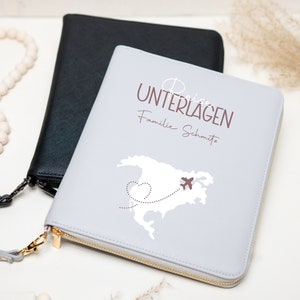 Organizer für Reiseunterlagen mit Familiennamen I Reiseorganizer I Travelorganizer I personalisiert I Reisen I Organizer I Landkarte
