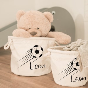 Personalisierter Aufbewahrungskorb mit Fußballmotiv für Spielsachen, Wäschekorb, Kinderzimmer